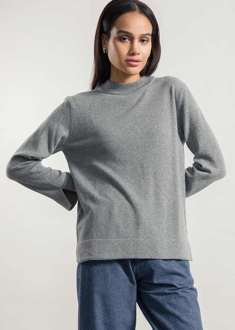 Grigio Cemento | Maglia donna cashmere rigenerato