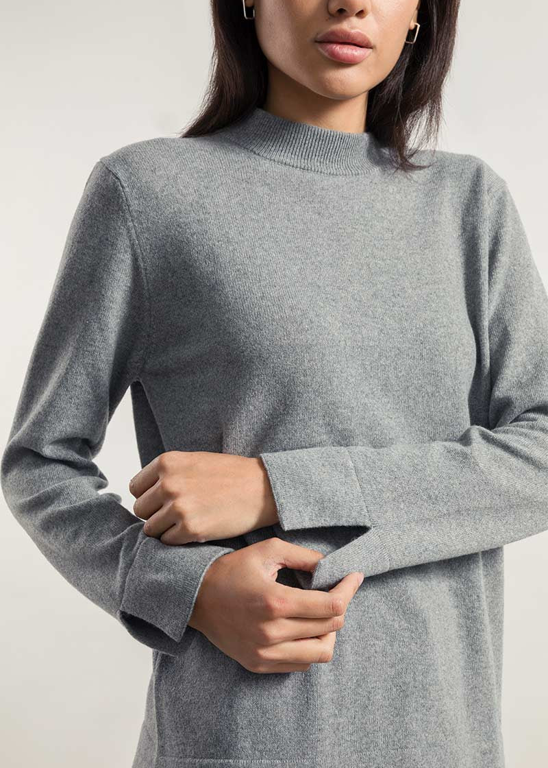 Grigio Cemento | Maglia donna cashmere rigenerato