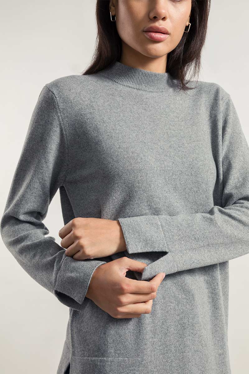 Grigio Cemento | Maglia donna cashmere rigenerato