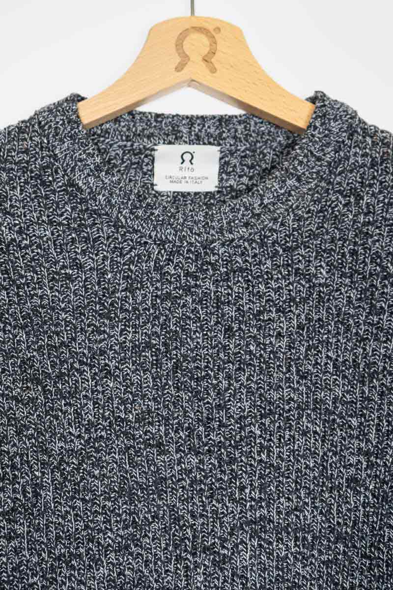 Chanteclaire Mar Nero | Maglioncino cotone jeans rigenerato paricollo