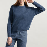 Chanteclaire Blu Baltico | Maglioncino cotone jeans rigenerato paricollo