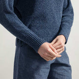 Chanteclaire Blu Baltico | Maglioncino cotone jeans rigenerato paricollo
