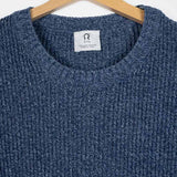 Chanteclaire Blu Baltico | Maglioncino cotone jeans rigenerato paricollo