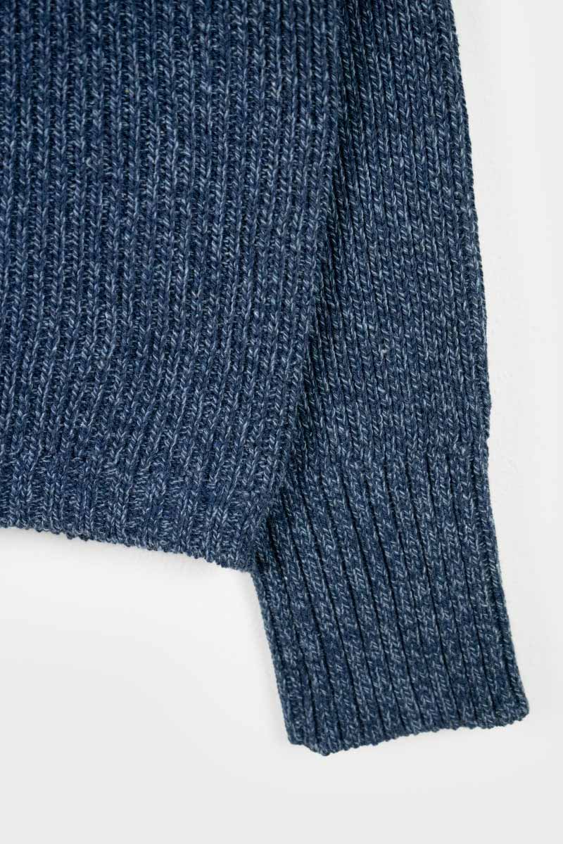 Chanteclaire Blu Baltico | Maglioncino cotone jeans rigenerato paricollo