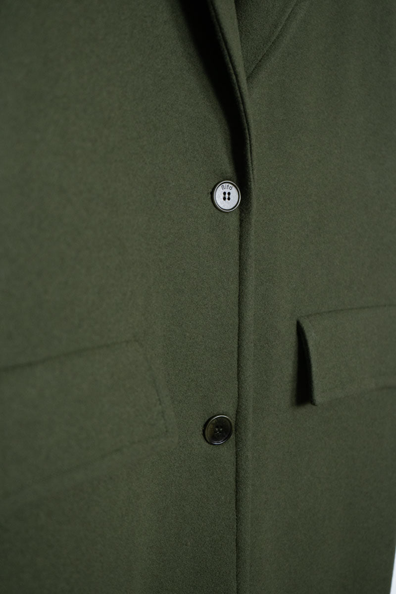 Verde Felce | Cappotto lungo donna lana rigenerata