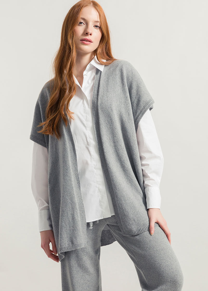 Grigio Calce | Cardigan Donna Cashmere Rigenerato Edi