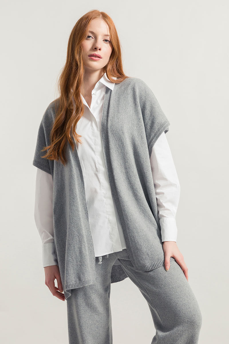 Grigio Calce | Cardigan Donna Cashmere Rigenerato Edi