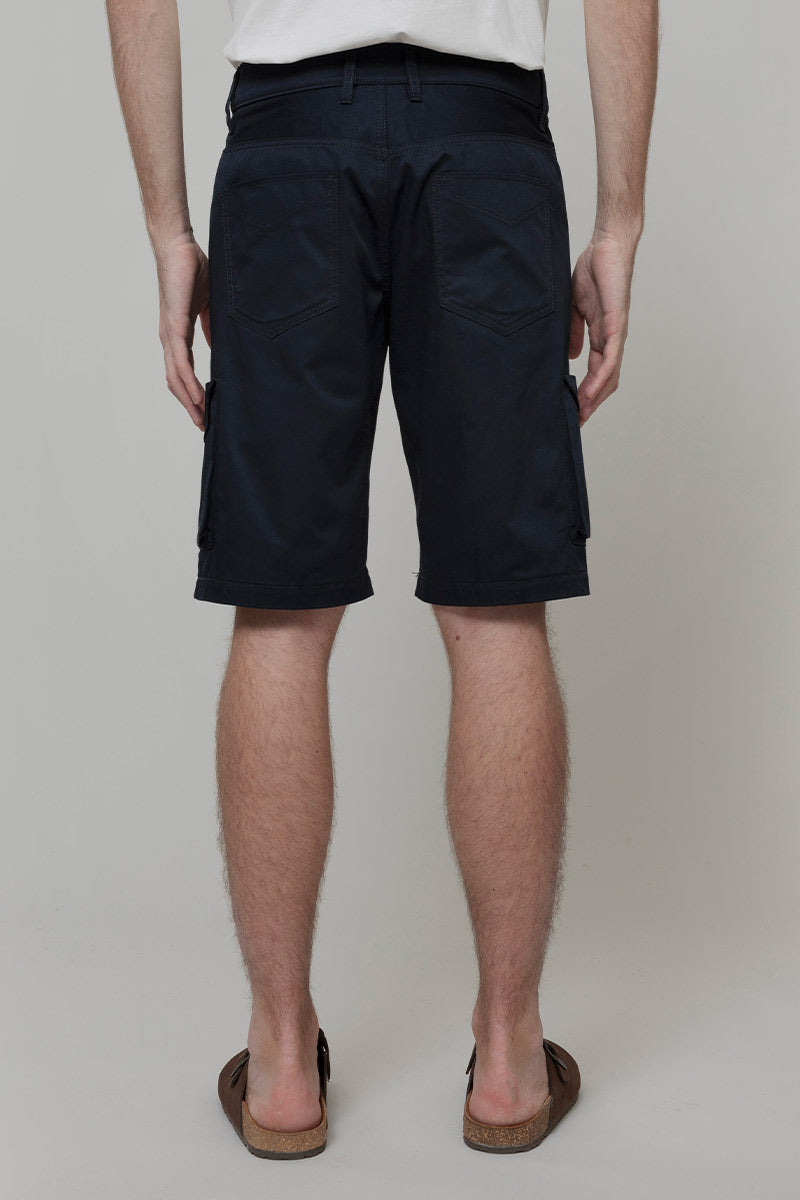 Pantaloni Bermuda Uomo Cargo Cotone Blu Franco - Rifò Lab Moda circolare made in Italy