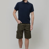 Pantaloni Bermuda Uomo Cargo Cotone Blu Verde Militare - Rifò Lab Moda circolare made in Italy