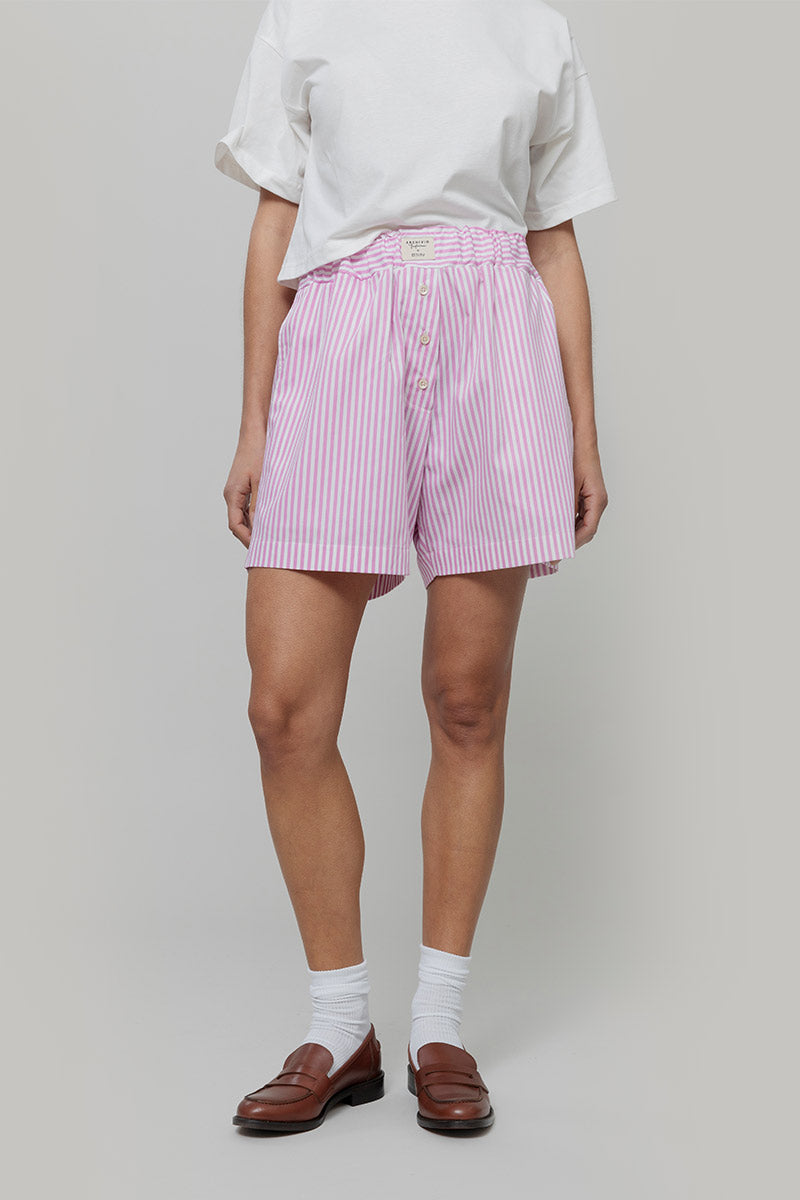 Pantaloncini Boxer Donna a Righe Rosa  Cotone Inghirami Allegra Gialli - Rifò Lab Moda circolare made in Italy
