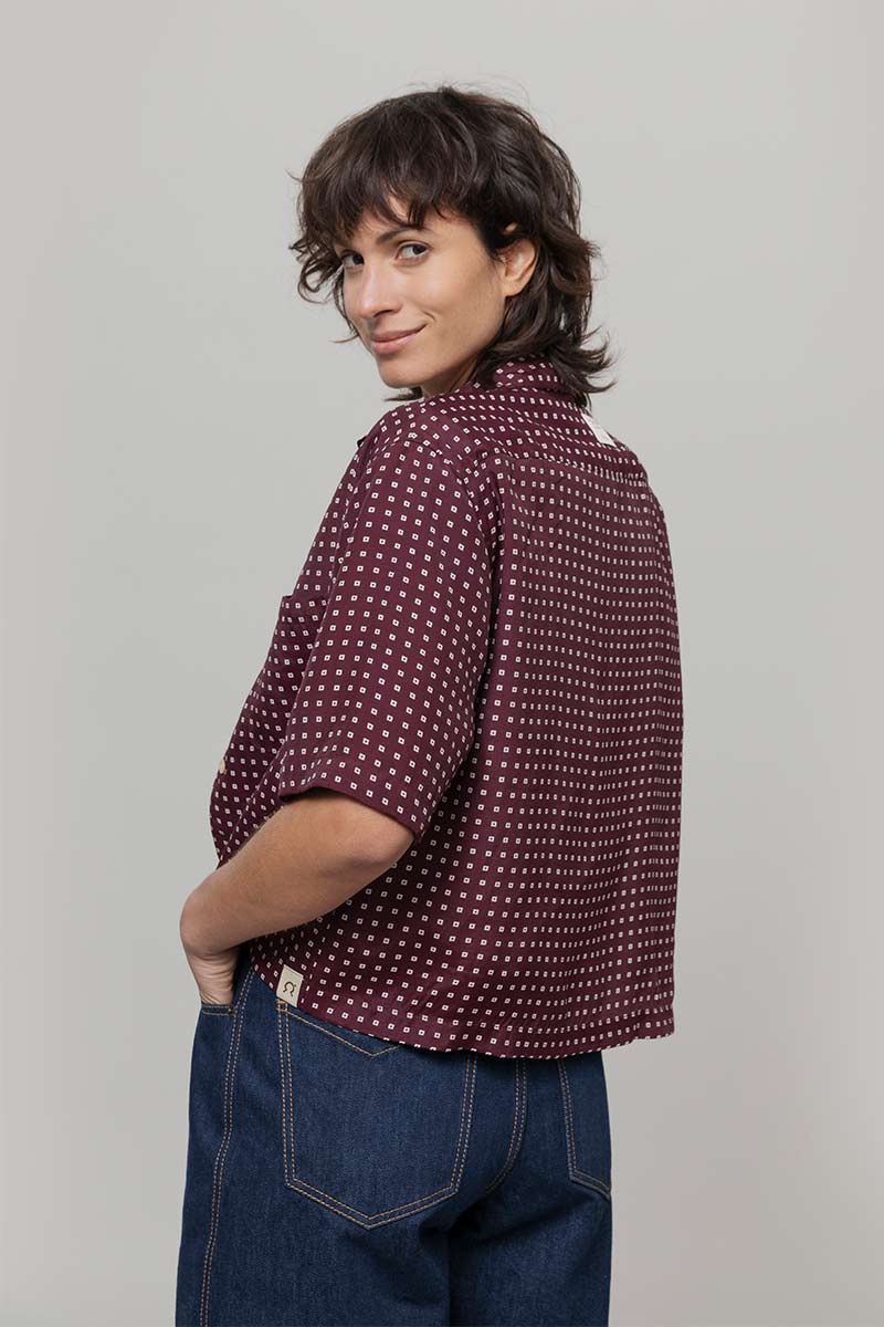 Camicia Donna Bordeaux Maniche Corte Sveva - Inghirami x Rifò