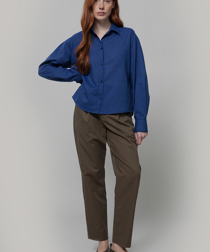 Camicia Donna Cotone Blu Dead stock Florence - Rifò Lab Moda circolare made in Italy