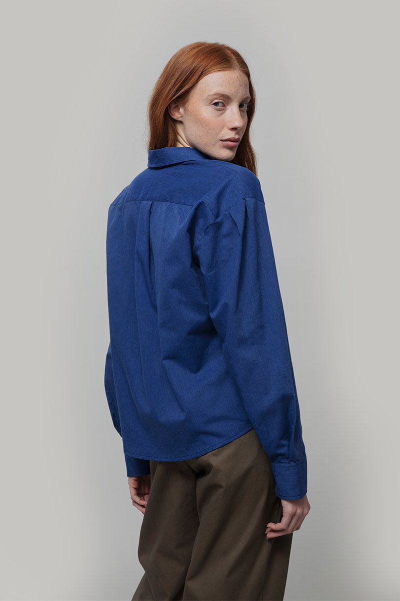 Camicia Donna Cotone Blu Dead stock Florence - Rifò Lab Moda circolare made in Italy