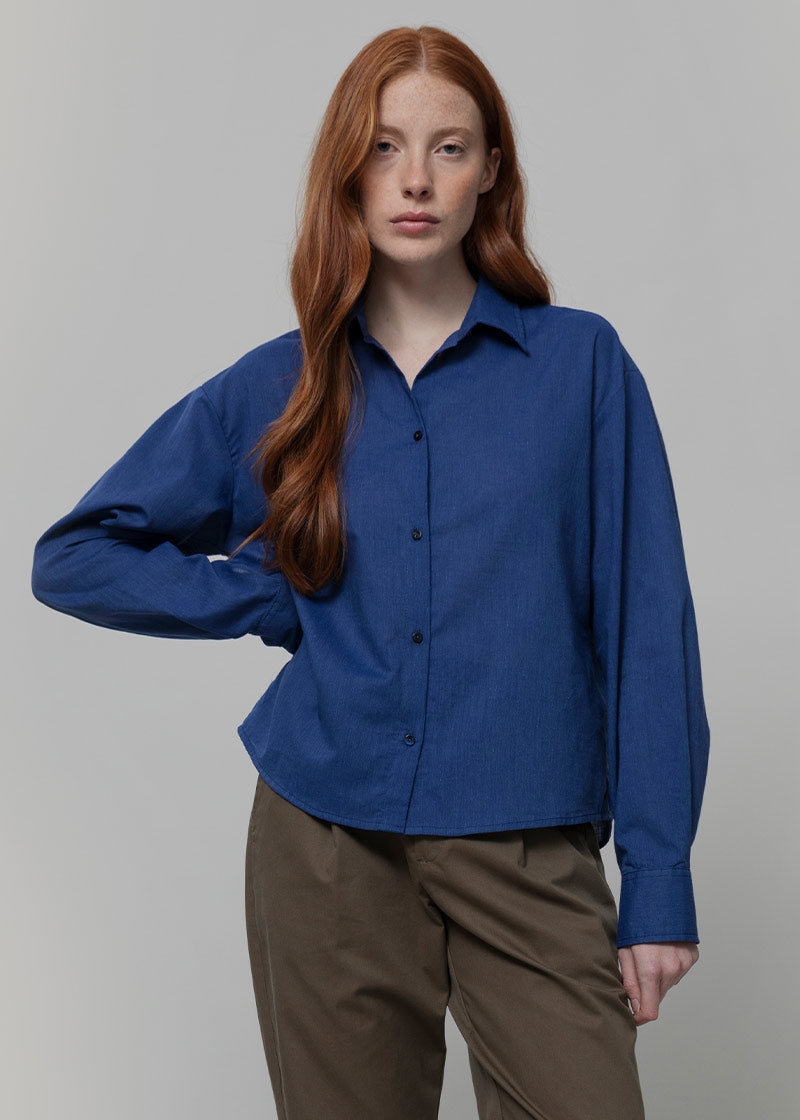 Camicia Donna Cotone Blu Dead stock Florence - Rifò Lab Moda circolare made in Italy