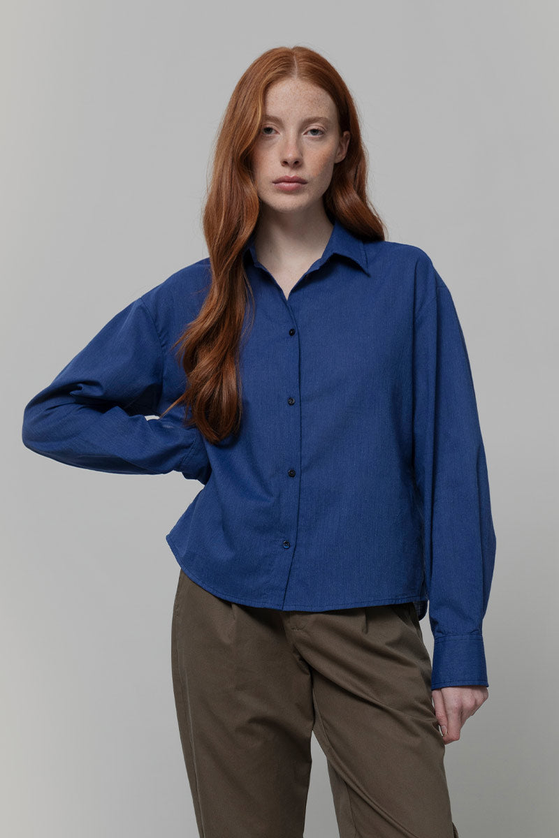 Camicia Donna Cotone Blu Dead stock Florence - Rifò Lab Moda circolare made in Italy