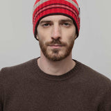 Cappello Cashmere Beanie Invernale a Righe Rosso Mira - Rifò Lab Moda circolare made in Italy