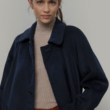 Cappotto Lungo Donna Lana Rigenerata Helga Blu - Rifò Lab Moda circolare made in Italy 