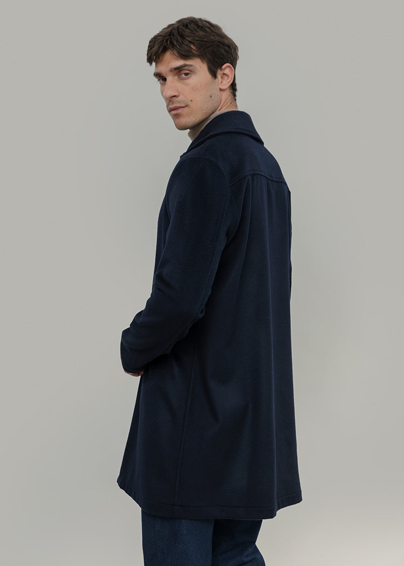 Cappotto Lungo Uomo Blu Lana Rigenerata Erik - Rifò Lab Moda circolare made in Italy 