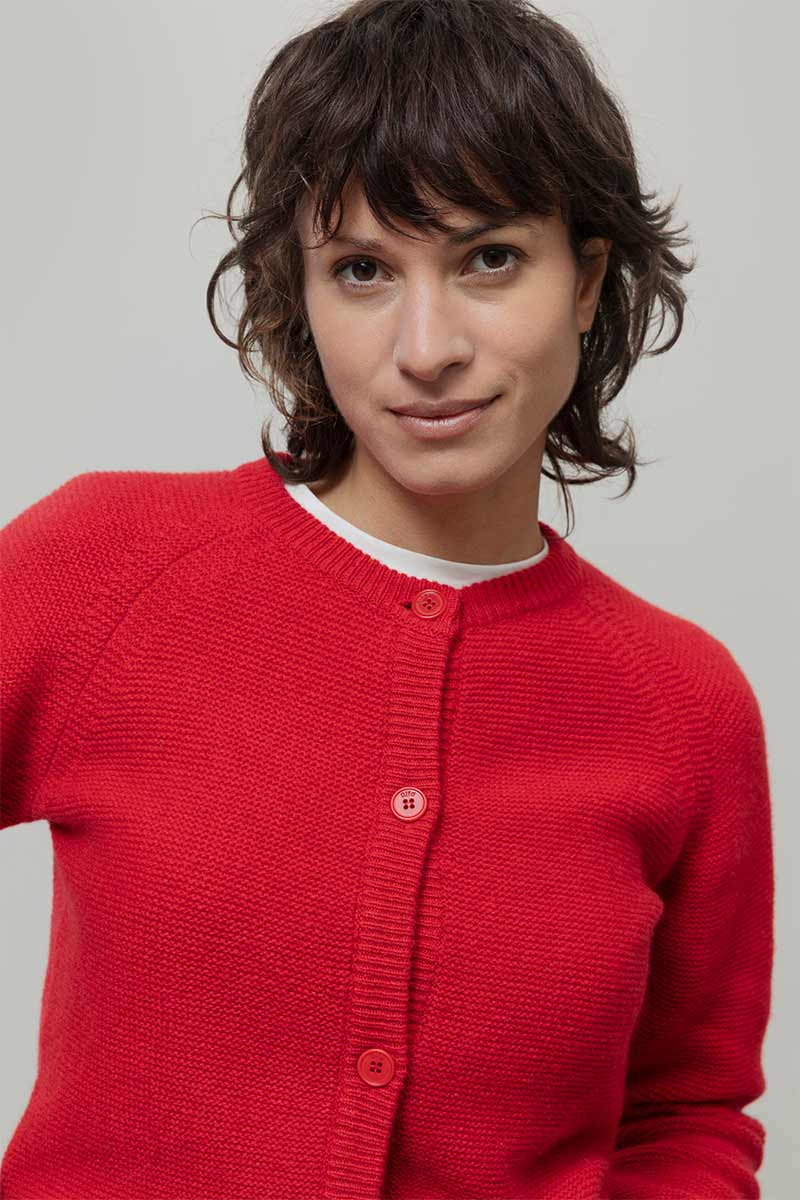 Cardigan Corto Elegante Donna Cashmere Mafalda - Rifò Lab Moda circolare made in Italy
Rosso Papavero