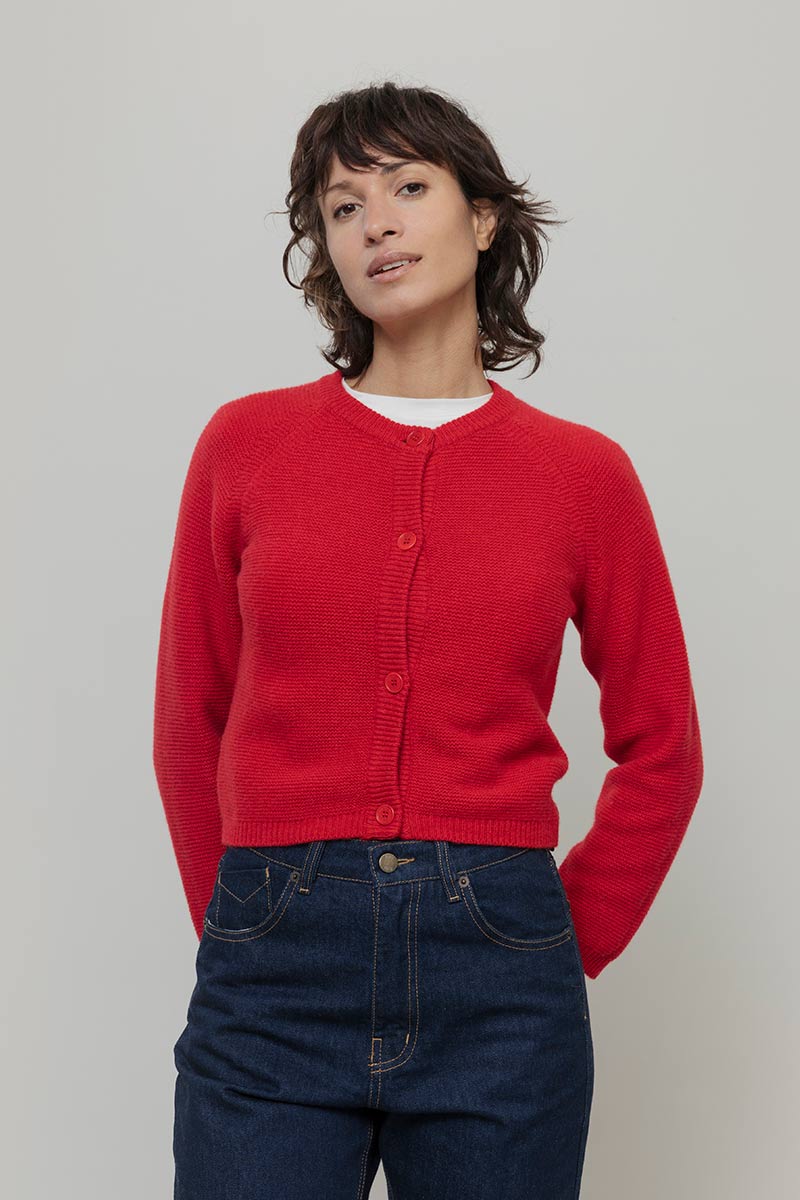 Cardigan Corto Elegante Donna Cashmere Mafalda - Rifò Lab Moda circolare made in Italy
Rosso Papavero