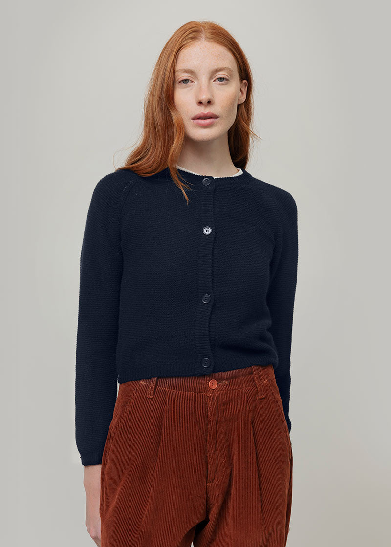 Cardigan Corto Elegante Donna Cashmere Mafalda - Rifò Lab Moda circolare made in Italy
Blu Mora
