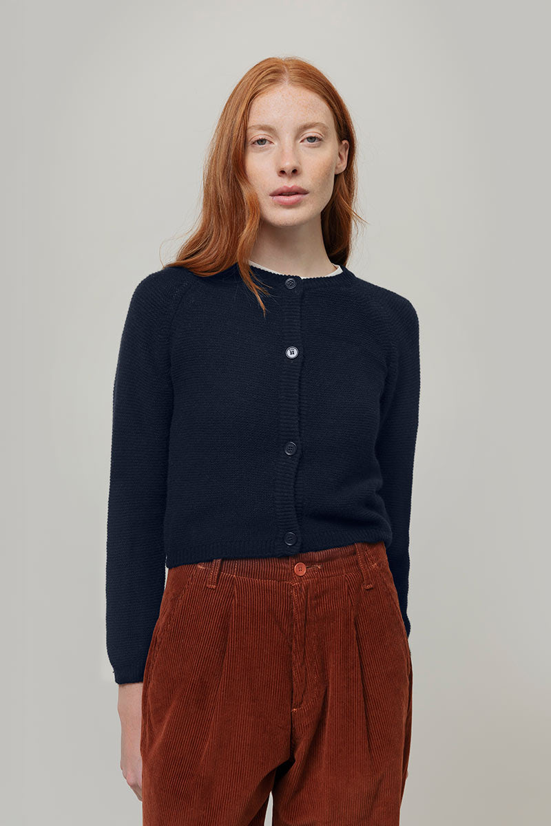 Cardigan Corto Elegante Donna Cashmere Mafalda - Rifò Lab Moda circolare made in Italy
Blu Mora