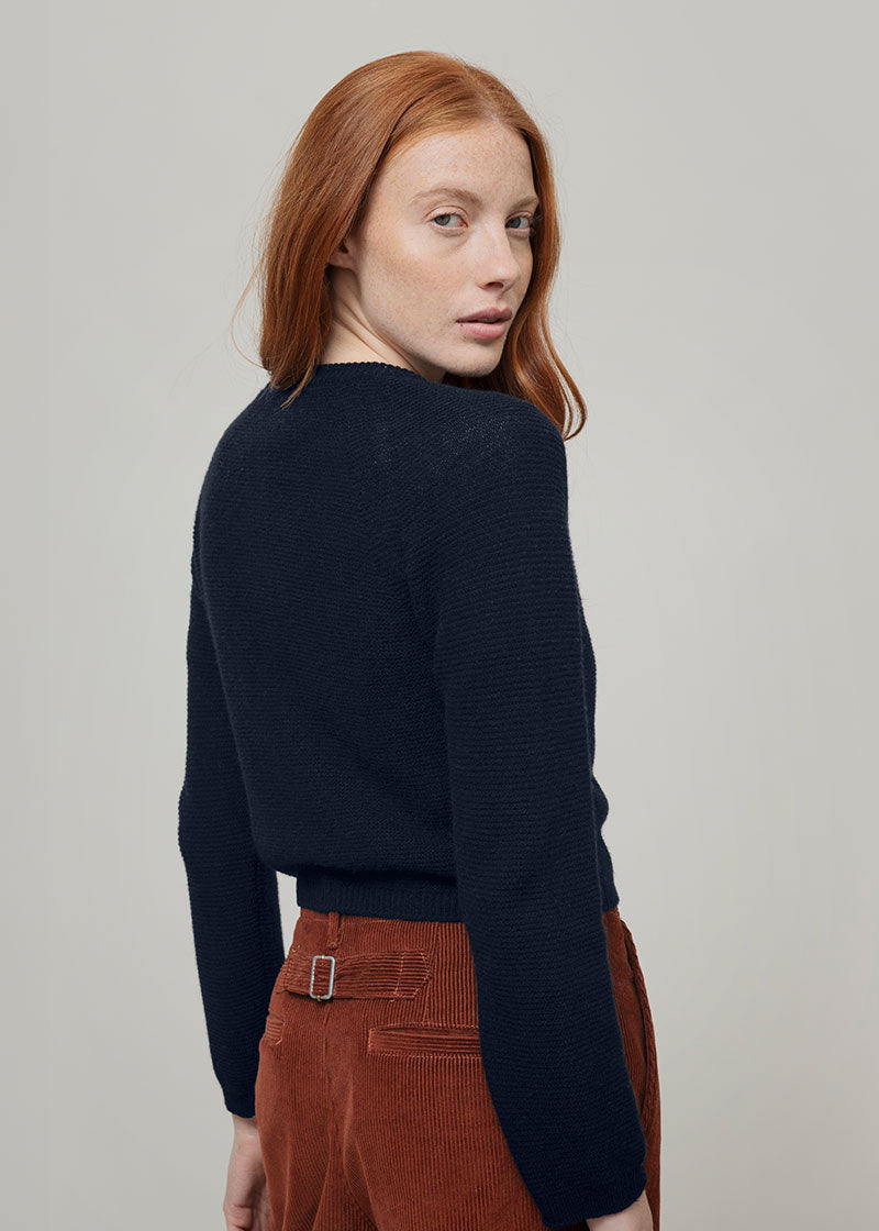 Cardigan Corto Elegante Donna Cashmere Mafalda - Rifò Lab Moda circolare made in Italy
Blu Mora