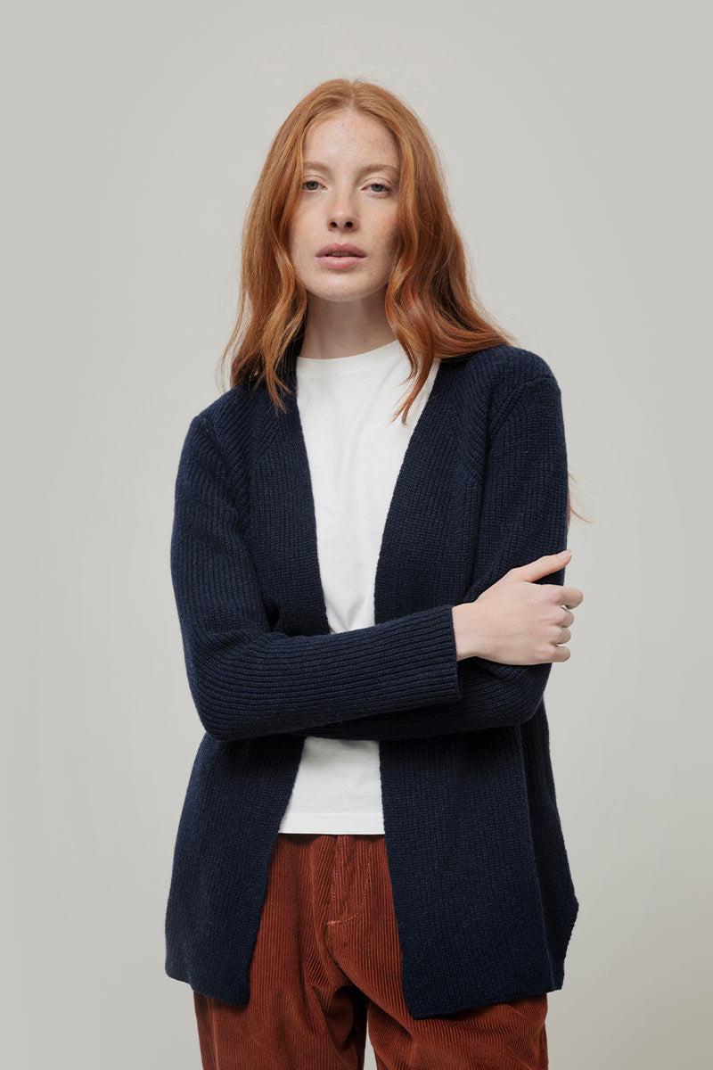 Cardigan Lungo Donna Lana Rigenerata Gioia - Rifò Lab Moda circolare made in Italy
Blu Mora