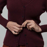Cardigan con Bottoni Donna Lana Extrafine Sonia  - Rifò Lab Moda circolare made in Italy
Viola Uva