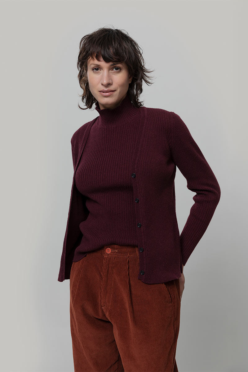 Cardigan con Bottoni Donna Lana Extrafine Sonia  - Rifò Lab Moda circolare made in Italy
Viola Uva