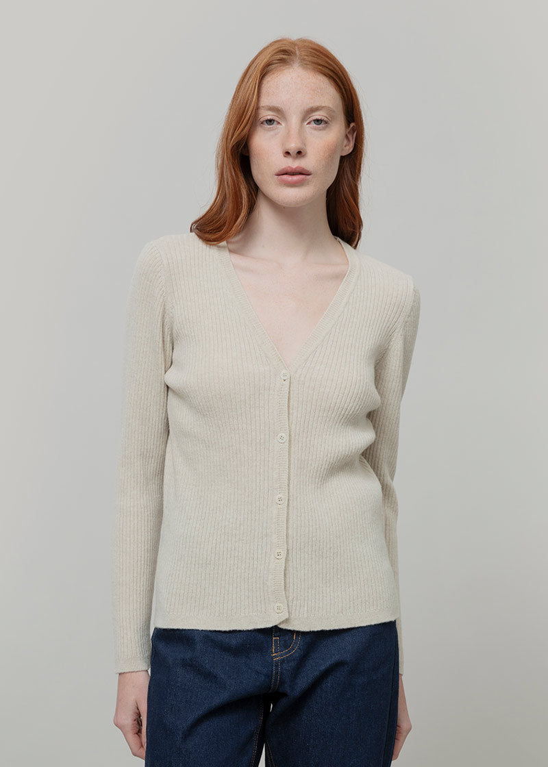 Cardigan con Bottoni Donna Lana Extrafine Sonia  - Rifò Lab Moda circolare made in Italy
Beige Papiro