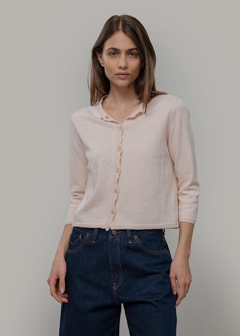 Cardigan Donna Manica Media Cotone Rigenerato Leda