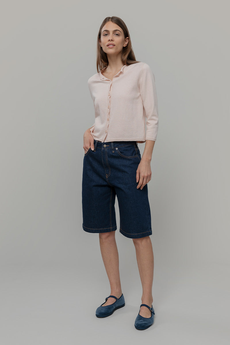 Cardigan Donna Manica Media Cotone Rigenerato Leda