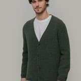 Cardigan Unisex Lana Rigenerata Cleto Verde Foresta - Rifò Lab Moda circolare made in Italy