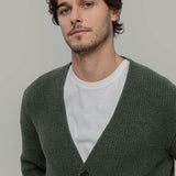 Cardigan Unisex Lana Rigenerata Cleto Verde Foresta - Rifò Lab Moda circolare made in Italy