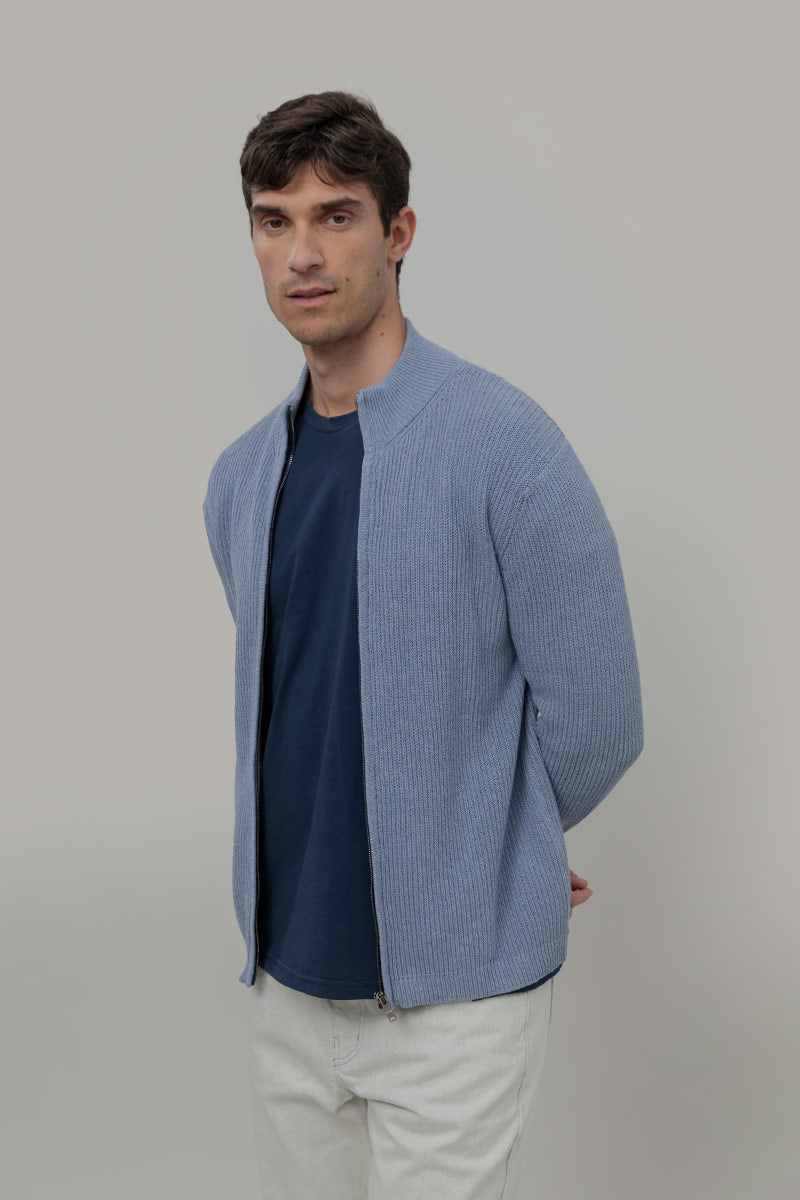 Cardigan Cotone Uomo - cardigan con zip uomo cotone rigenerato - Moda Circolare made in Italy Rifò