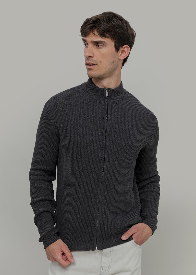 Cardigan Cotone Uomo - cardigan con zip uomo cotone rigenerato - Moda Circolare made in Italy Rifò