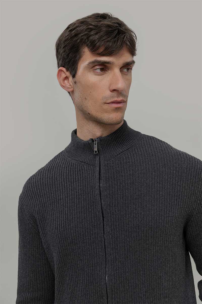 Cardigan Cotone Uomo - cardigan con zip uomo cotone rigenerato - Moda Circolare made in Italy Rifò