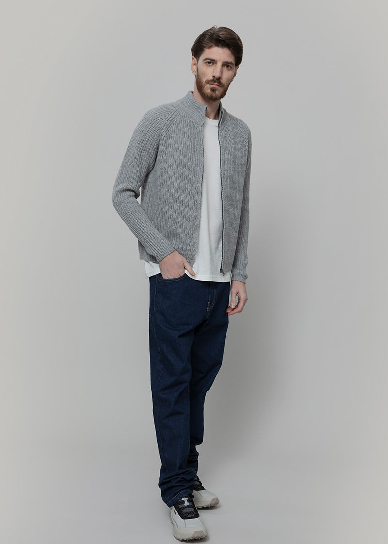 Cardigan con Zip Uomo Lana Rigenerata Vito - Rifò Lab Moda circolare made in Italy