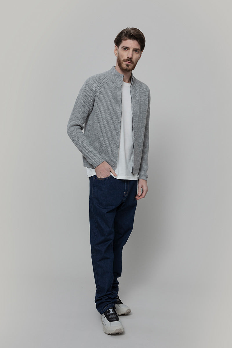 Cardigan con Zip Uomo Lana Rigenerata Vito - Rifò Lab Moda circolare made in Italy