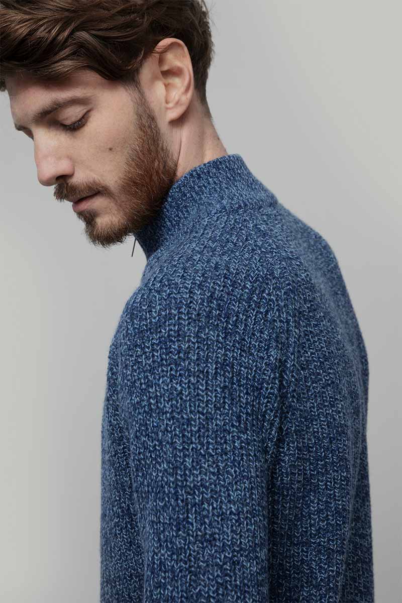 Cardigan con Zip Uomo Lana Rigenerata Vito - Rifò Lab Moda circolare made in Italy