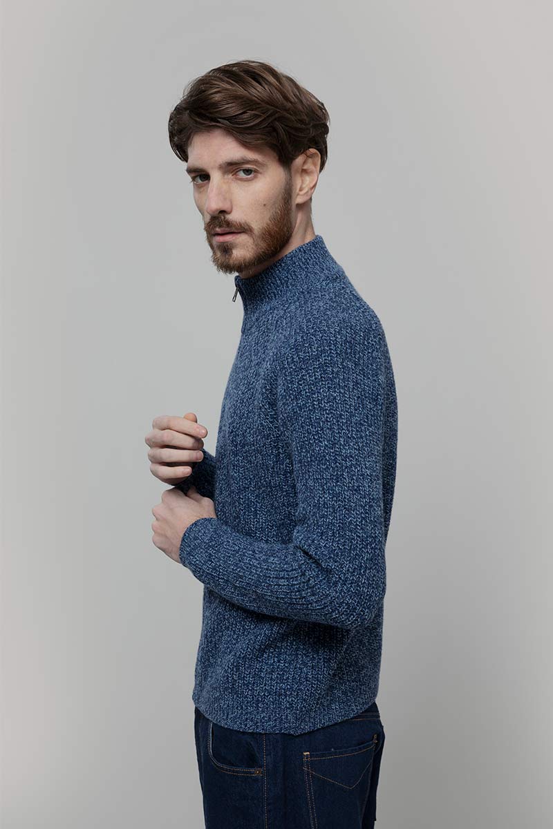 Cardigan con Zip Uomo Lana Rigenerata Vito - Rifò Lab Moda circolare made in Italy