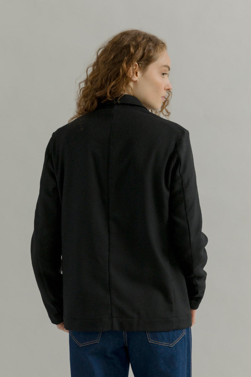 Blazer Donna Nero Giacca Lana Monopetto Brenda - Rifò Lab Moda circolare made in Italy