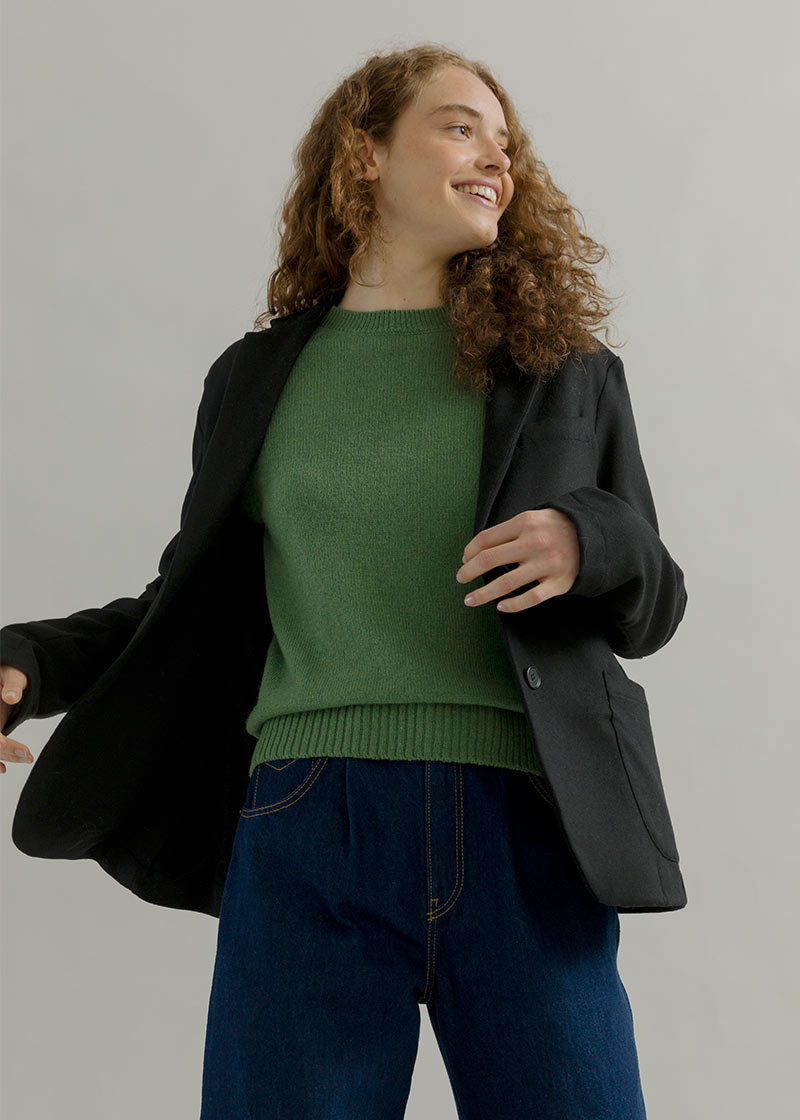 Blazer Donna Nero Giacca Lana Monopetto Brenda - Rifò Lab Moda circolare made in Italy