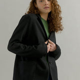 Blazer Donna Nero Giacca Lana Monopetto Brenda - Rifò Lab Moda circolare made in Italy