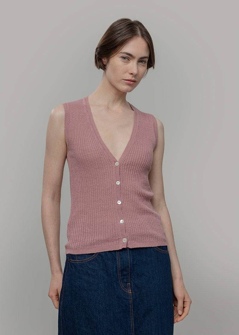 gilet con bottoni donna Lilia - gilet elegante donna seta rigenerata - Rifò Lab Moda circolare made in Italy