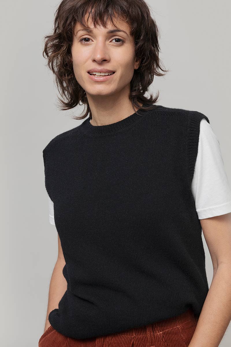 Gilet Donna in Maglia Cashmere Rigenerato Angela Smanicato Donna - Rifò Lab Moda circolare made in Italy
Nero Ardesia
