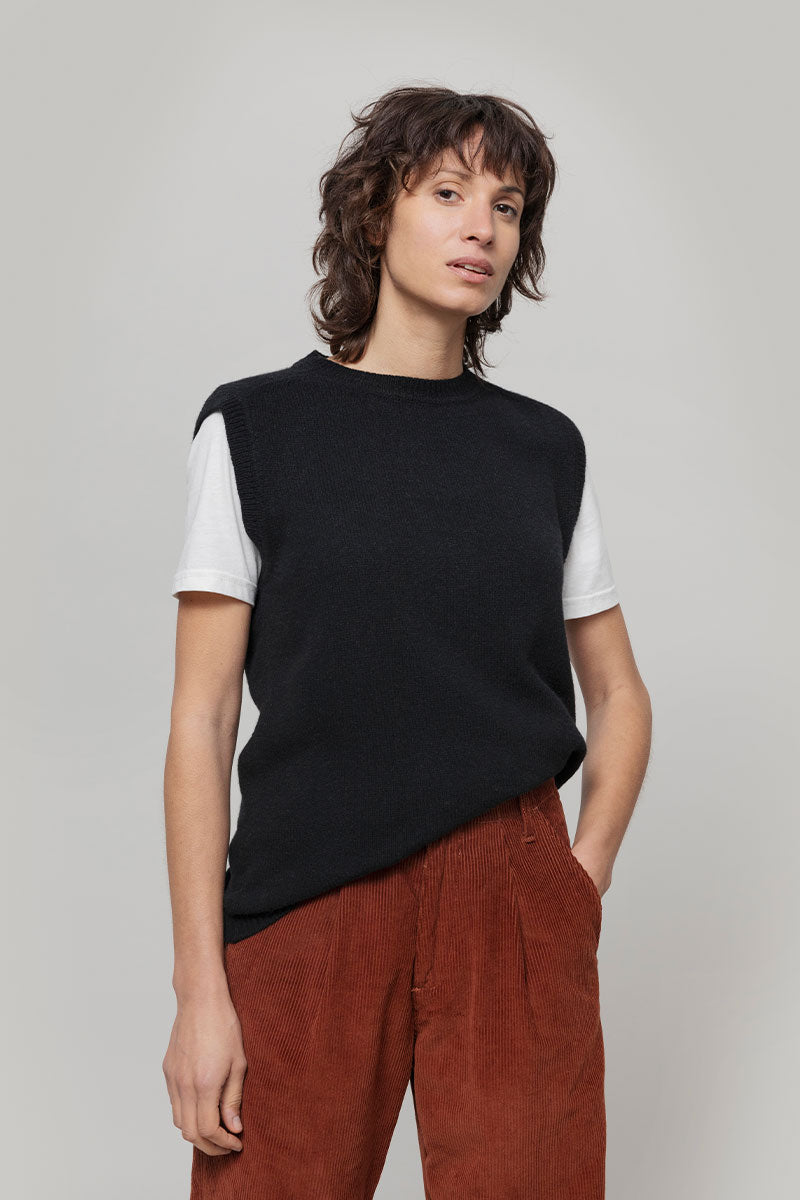 Gilet Donna in Maglia Cashmere Rigenerato Angela Smanicato Donna - Rifò Lab Moda circolare made in Italy
Nero Ardesia