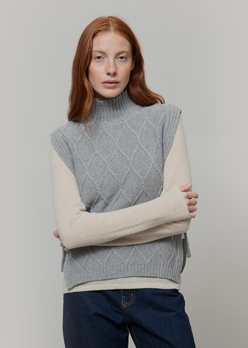 Gilet Donna Lana Rigenerata Collo Alto Delia - Rifò Lab Moda circolare made in Italy