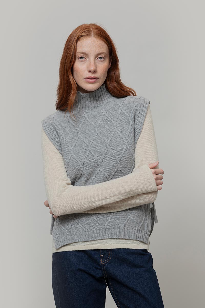 Gilet Donna Lana Rigenerata Collo Alto Delia - Rifò Lab Moda circolare made in Italy